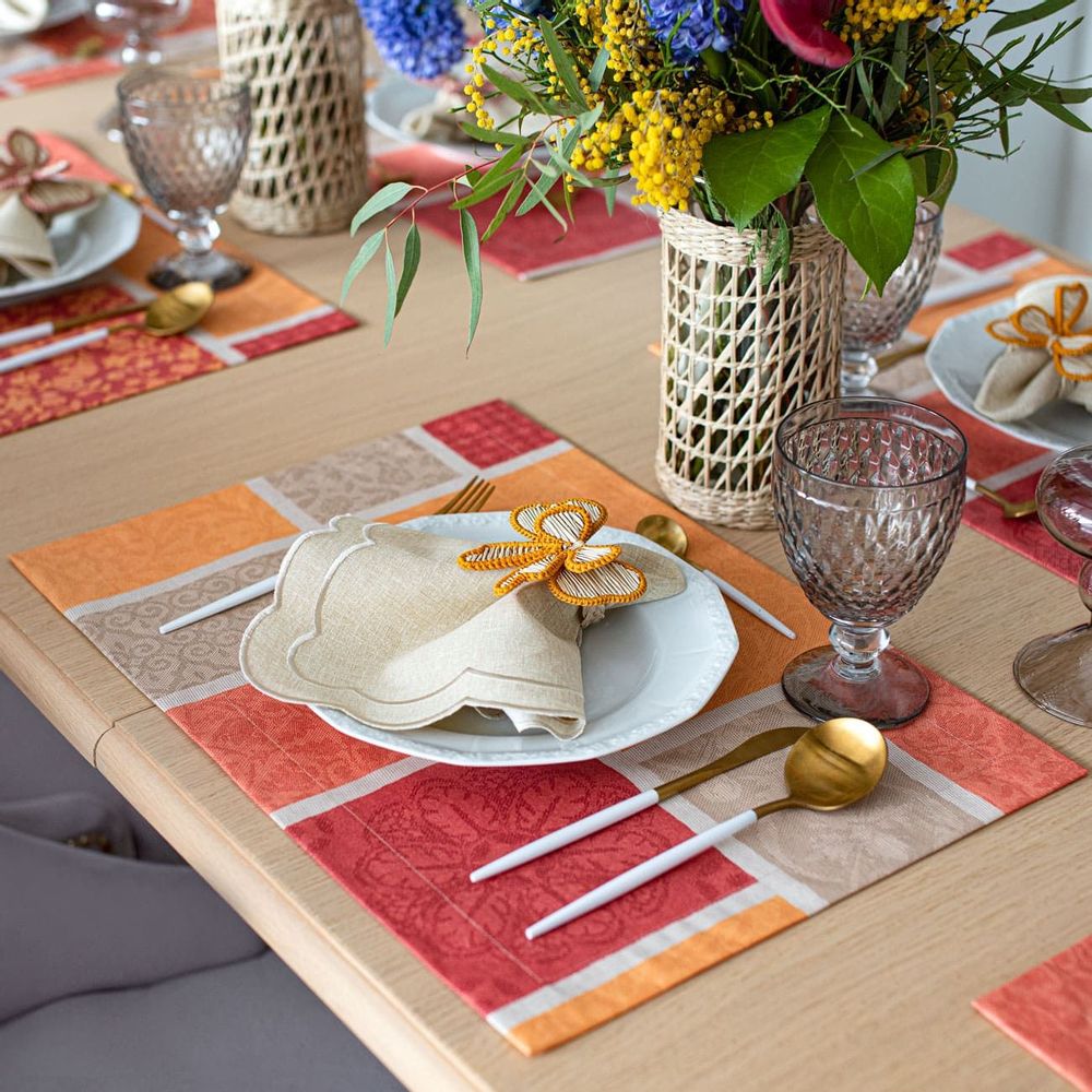 Table linen - Napkin rings Pink and Yellow Bows - 6 pieces - ROSEBERRY HOME