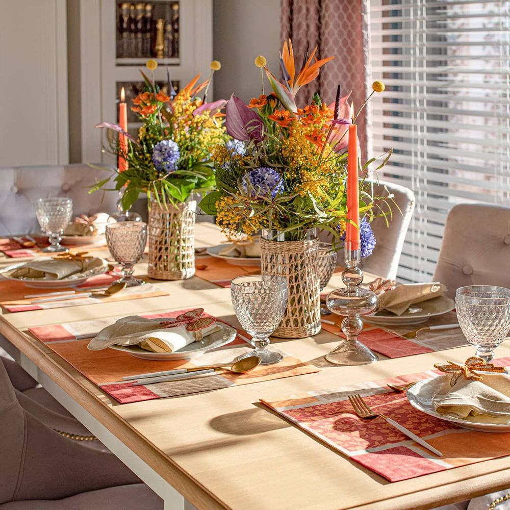 Table linen - Napkin rings Pink and Yellow Bows - 6 pieces - ROSEBERRY HOME