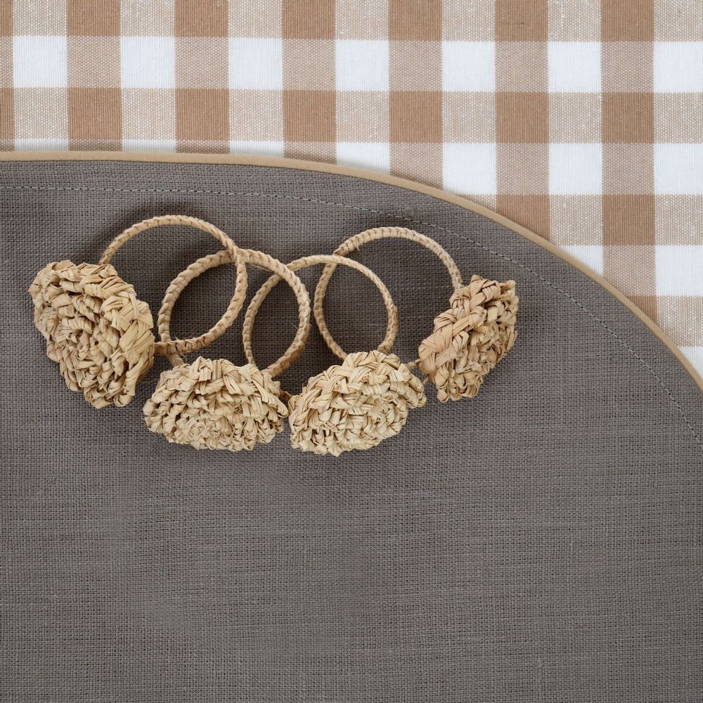Table linen - Napkin rings Beige Flower Rings - 4 pieces - ROSEBERRY HOME