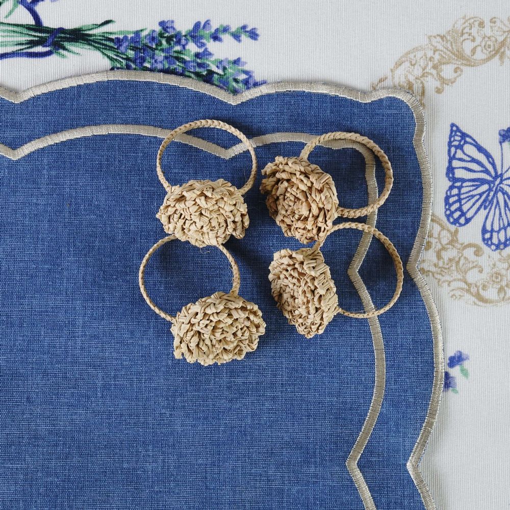 Table linen - Napkin rings Beige Flower Rings - 4 pieces - ROSEBERRY HOME