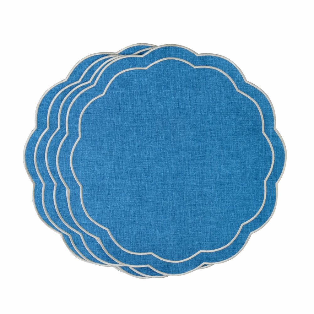 Linge de table textile - Brodé Sets de table Blue Petali - 4 pièces - ROSEBERRY HOME