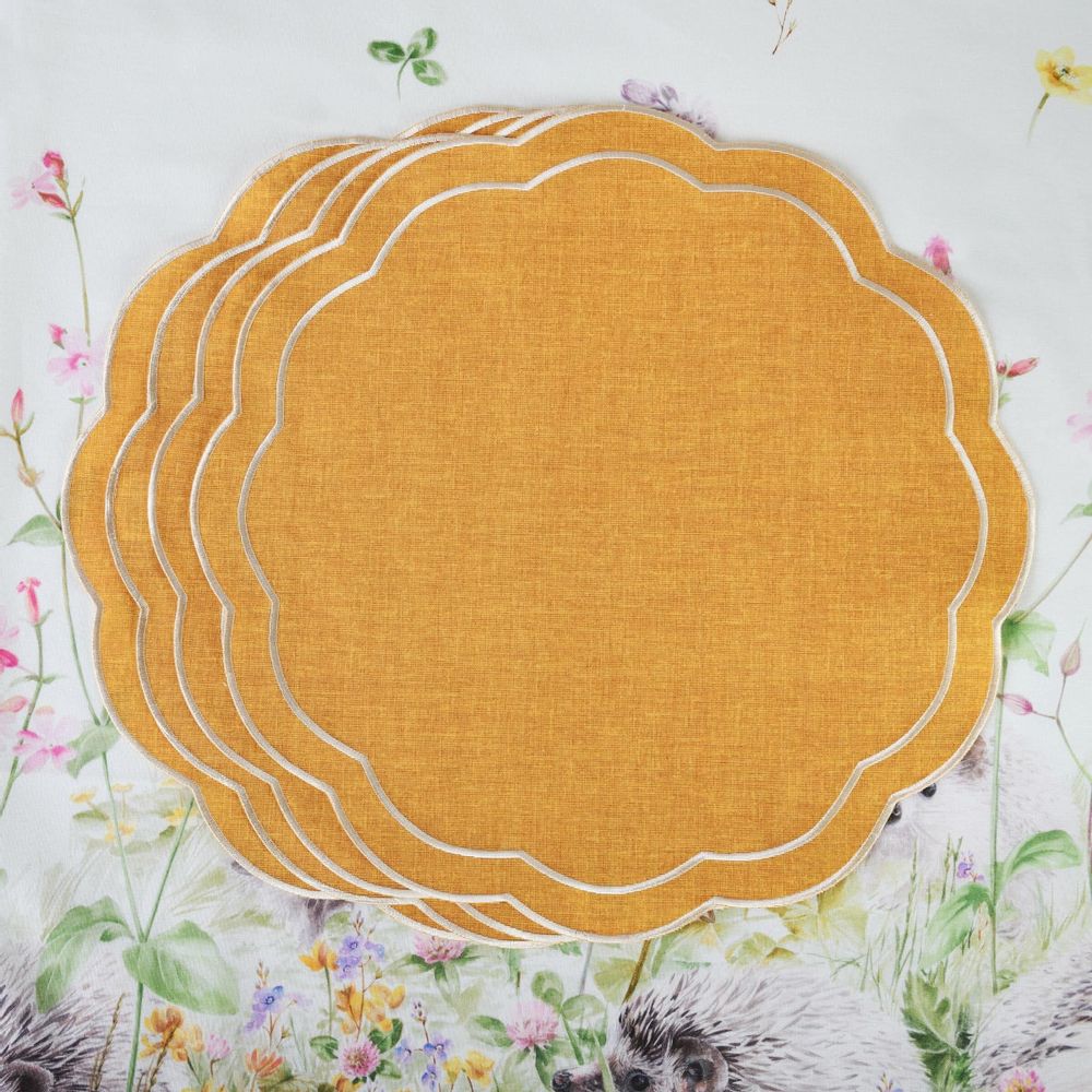 Linge de table textile - Brodé Sets de table Yellow Petali - 4 pièces - ROSEBERRY HOME