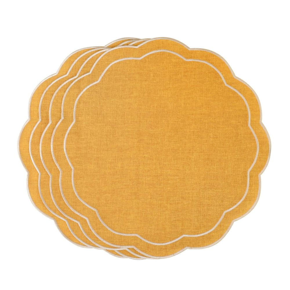 Linge de table textile - Brodé Sets de table Yellow Petali - 4 pièces - ROSEBERRY HOME