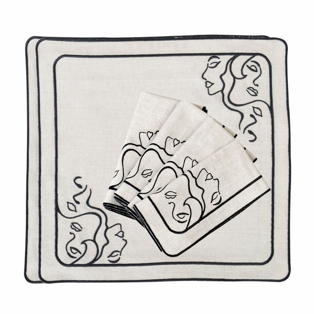 Table linen - Embroidered Placemats Venus - 4 pieces - ROSEBERRY HOME