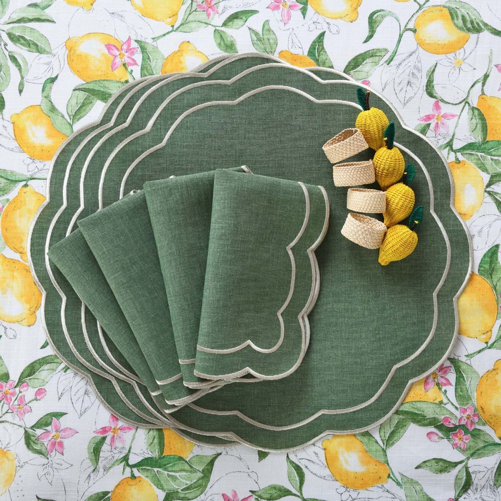 Linge de table textile - Brodé Sets de table Green Petali - 4 pièces - ROSEBERRY HOME