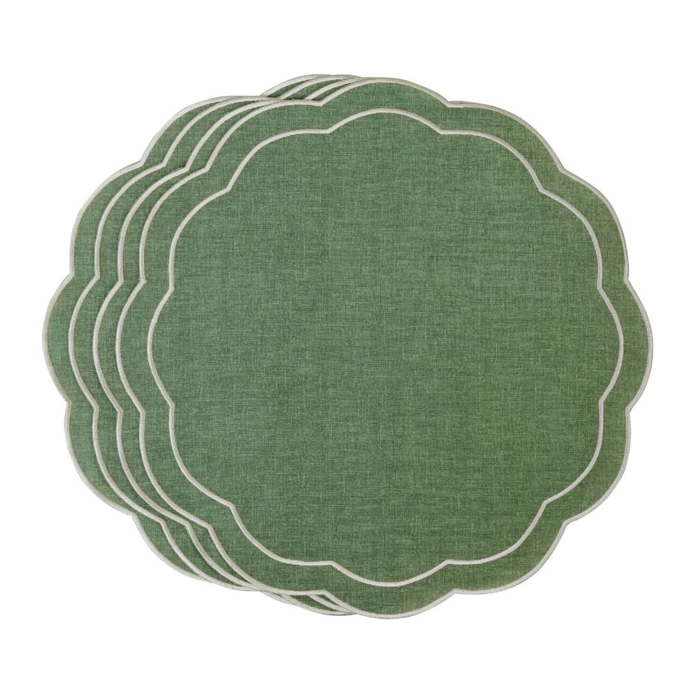 Linge de table textile - Brodé Sets de table Green Petali - 4 pièces - ROSEBERRY HOME