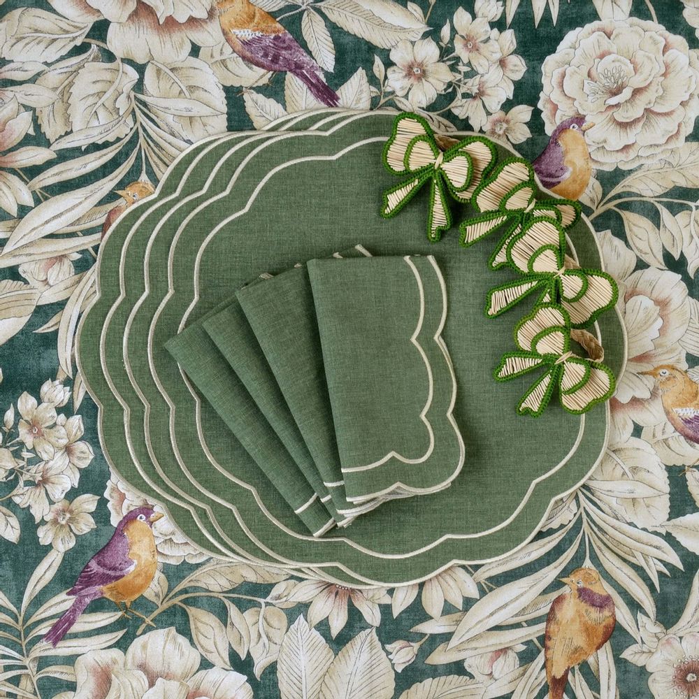 Linge de table textile - Brodé Sets de table Green Petali - 4 pièces - ROSEBERRY HOME
