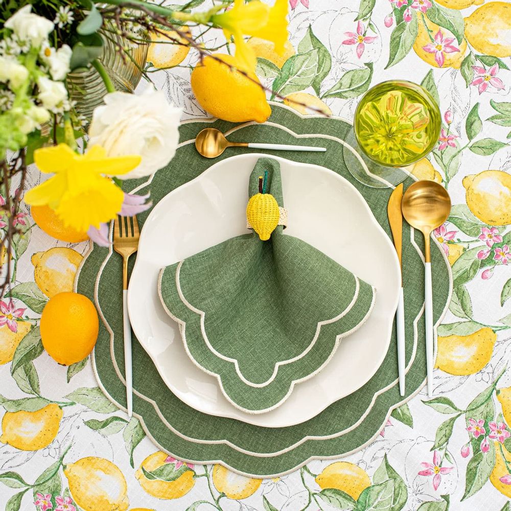 Linge de table textile - Brodé Sets de table Green Petali - 4 pièces - ROSEBERRY HOME