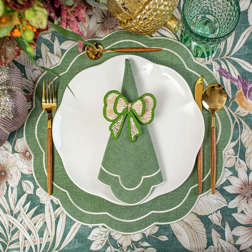 Linge de table textile - Brodé Sets de table Green Petali - 4 pièces - ROSEBERRY HOME