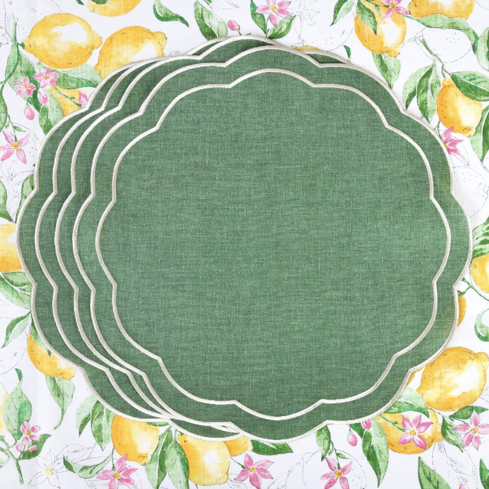 Linge de table textile - Brodé Sets de table Green Petali - 4 pièces - ROSEBERRY HOME