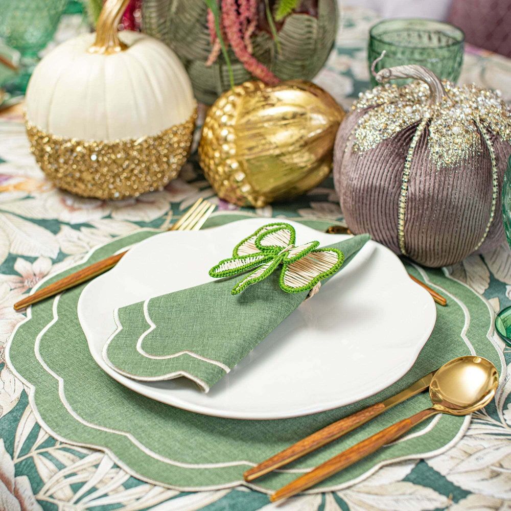 Linge de table textile - Brodé Sets de table Green Petali - 4 pièces - ROSEBERRY HOME