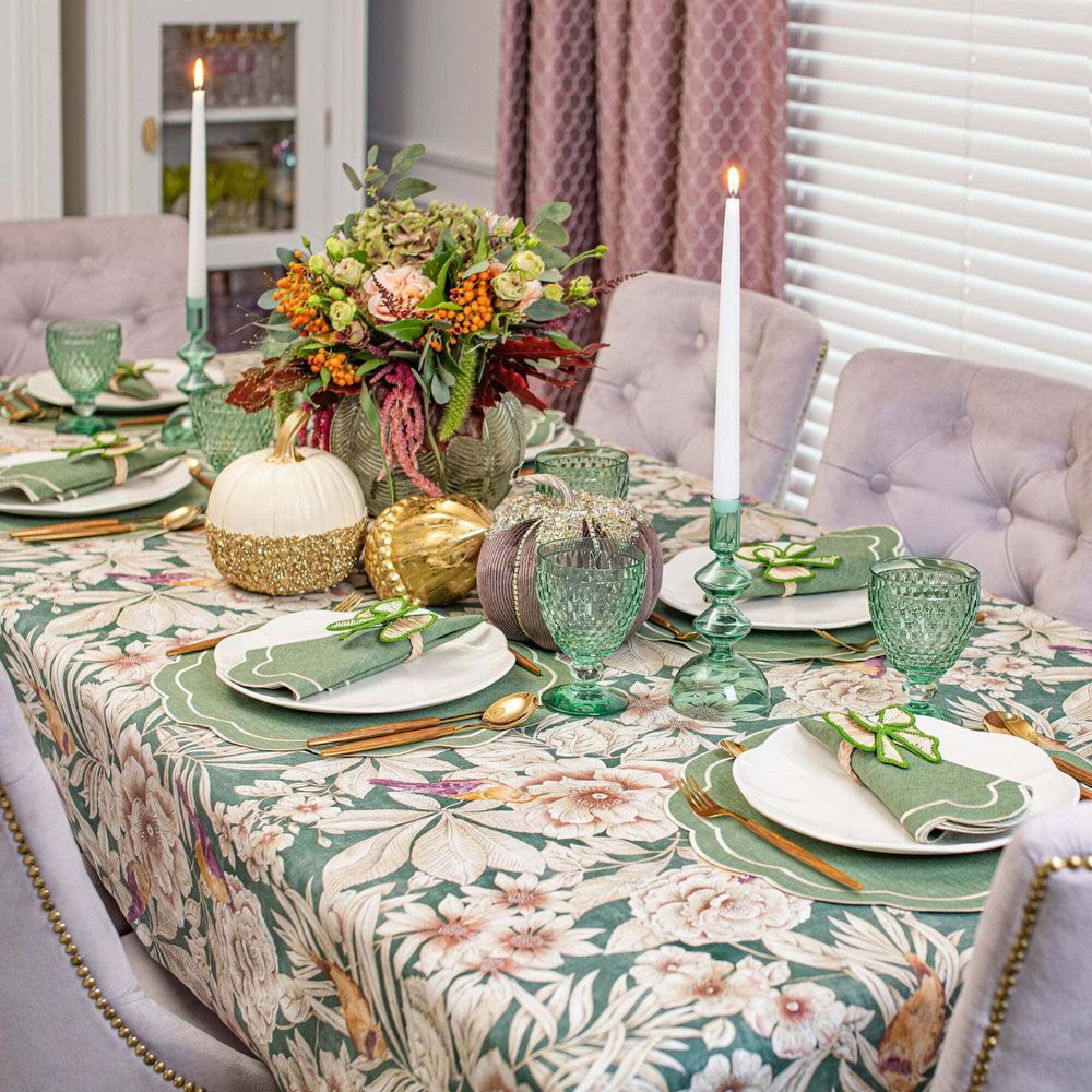 Linge de table textile - Brodé Sets de table Green Petali - 4 pièces - ROSEBERRY HOME