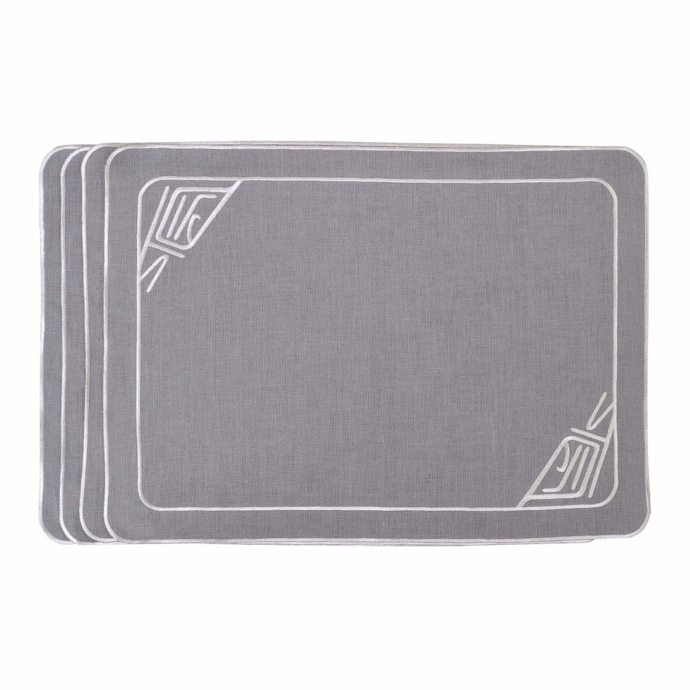 Linge de table textile - Brodé Sets de table Infinity - 4 pièces - ROSEBERRY HOME