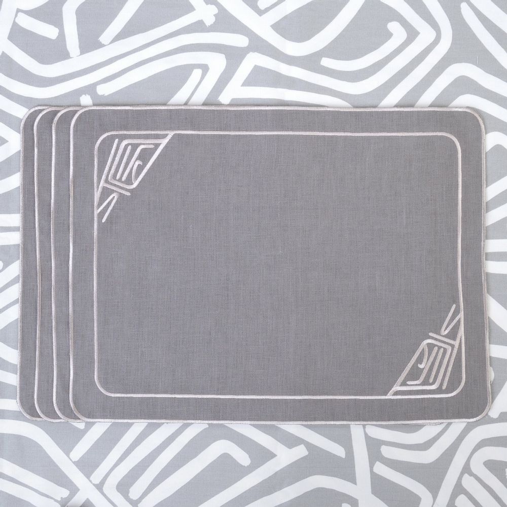 Linge de table textile - Brodé Sets de table Infinity - 6 pièces - ROSEBERRY HOME