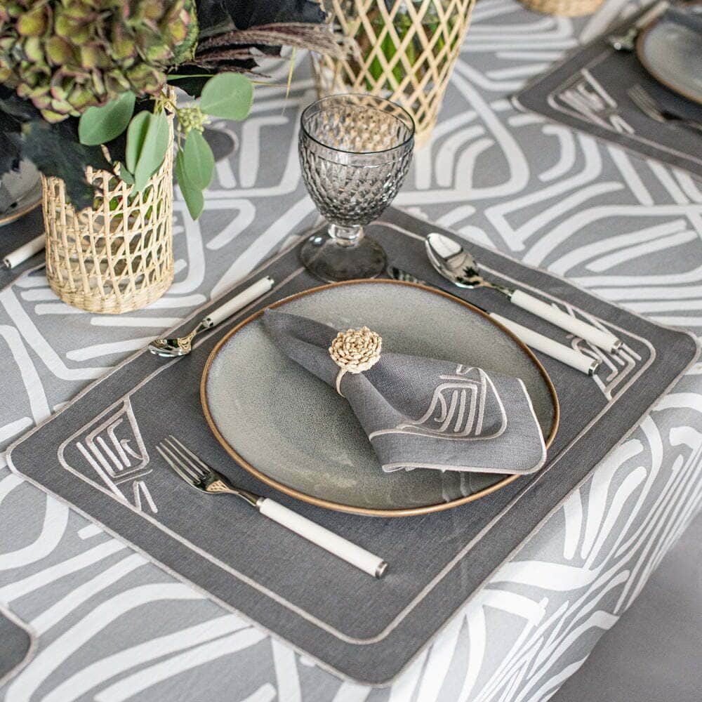 Linge de table textile - Brodé Sets de table Infinity - 6 pièces - ROSEBERRY HOME