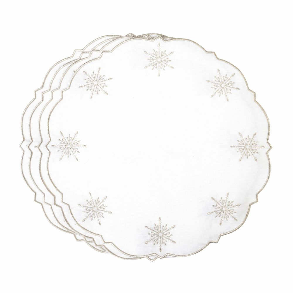 Linge de table textile - Brodé Sets de table Silver Stars - 4 pièces - ROSEBERRY HOME