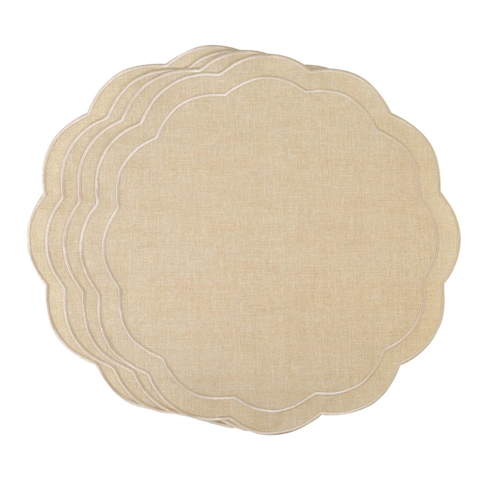 Table linen - Embroidered Placemats Beige Petali - 4 pieces - ROSEBERRY HOME
