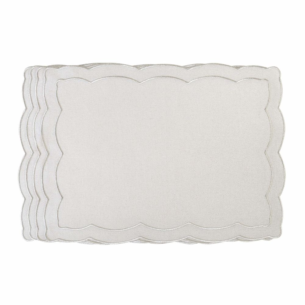Linge de table textile - Brodé Sets de table Silver Onde - 6 pièces - ROSEBERRY HOME