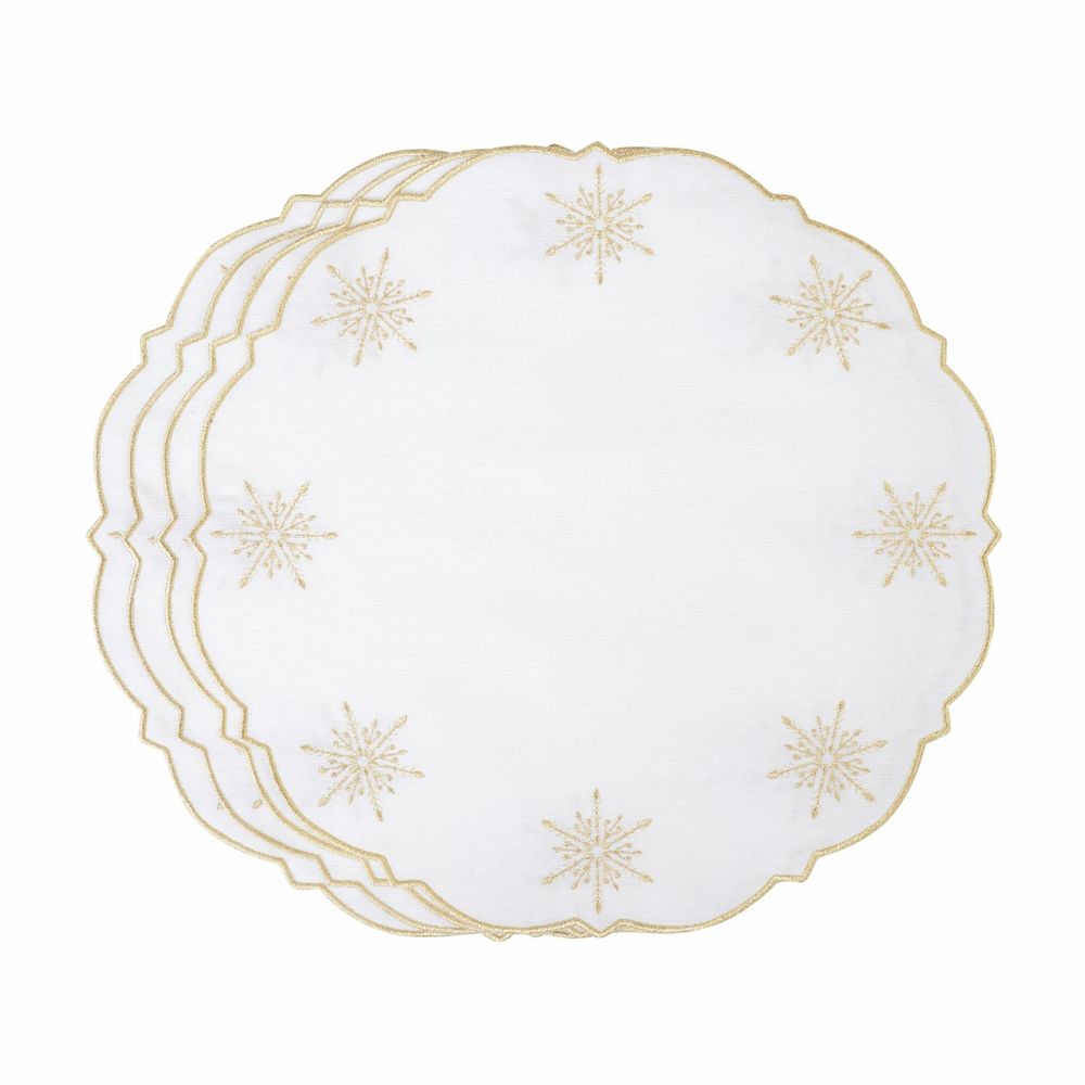 Linge de table textile - Brodé Sets de table Golden Stars - 4 pièces - ROSEBERRY HOME