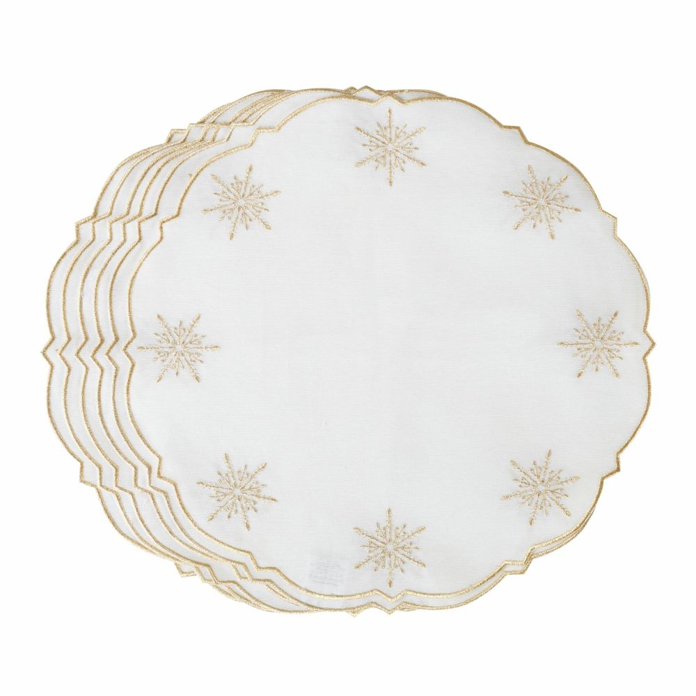 Linge de table textile - Brodé Sets de table Golden Stars - 6 pièces - ROSEBERRY HOME