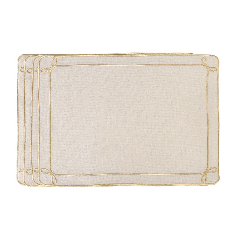 Linge de table textile - Brodé Sets de table Golden Bows - 4 pièces - ROSEBERRY HOME