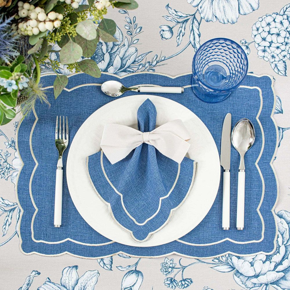 Placemats - Embroidered Placemats Blue Onde - 6 pieces - ROSEBERRY HOME