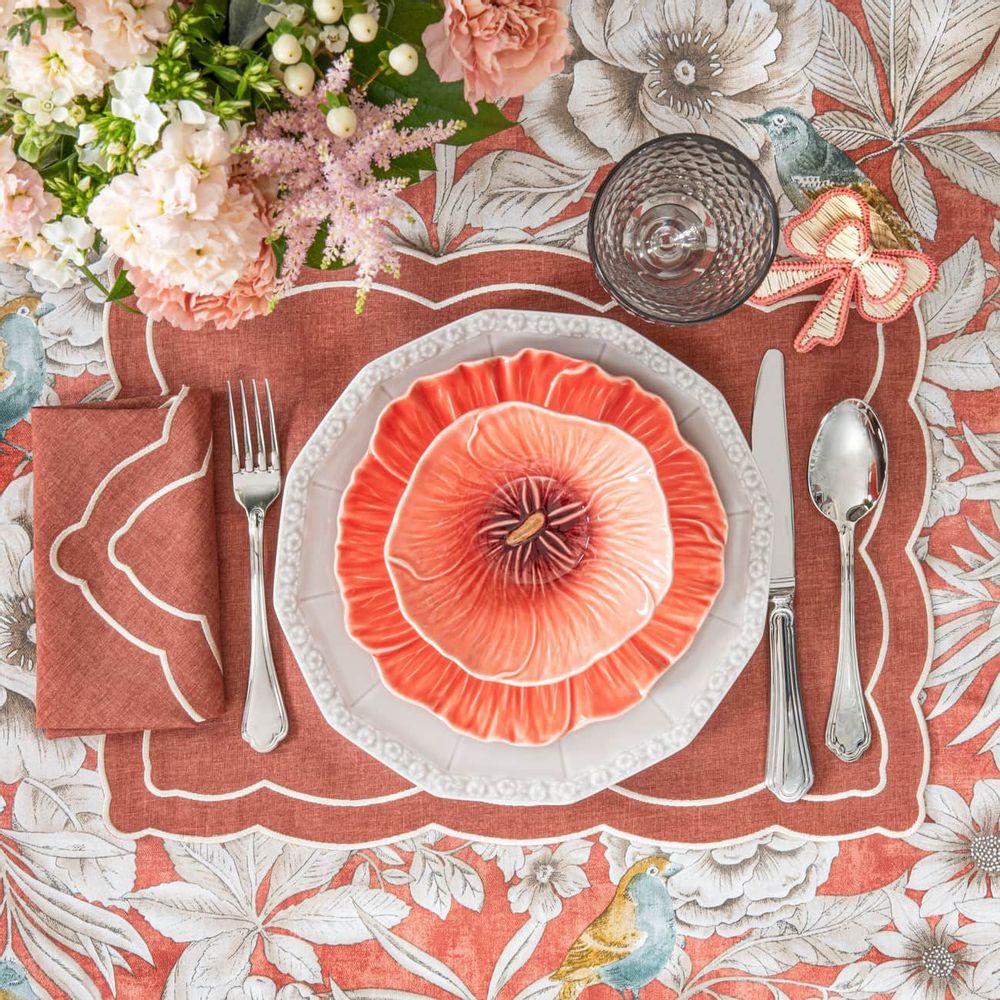 Sets de table - Brodé Sets de table Rust Onde - 6 pièces - ROSEBERRY HOME