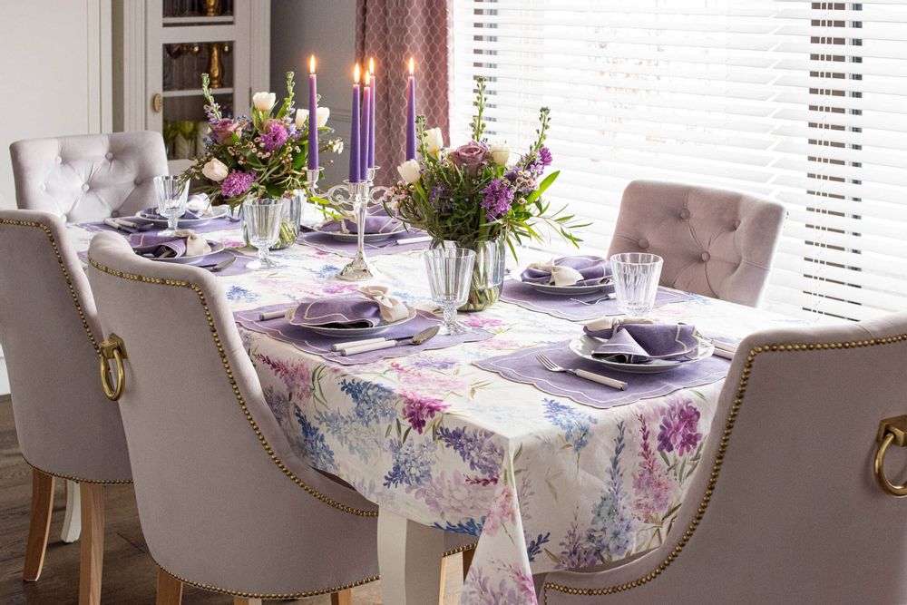 Linge de table textile - Brodé Sets de table Purple Onde - 6 pièces - ROSEBERRY HOME