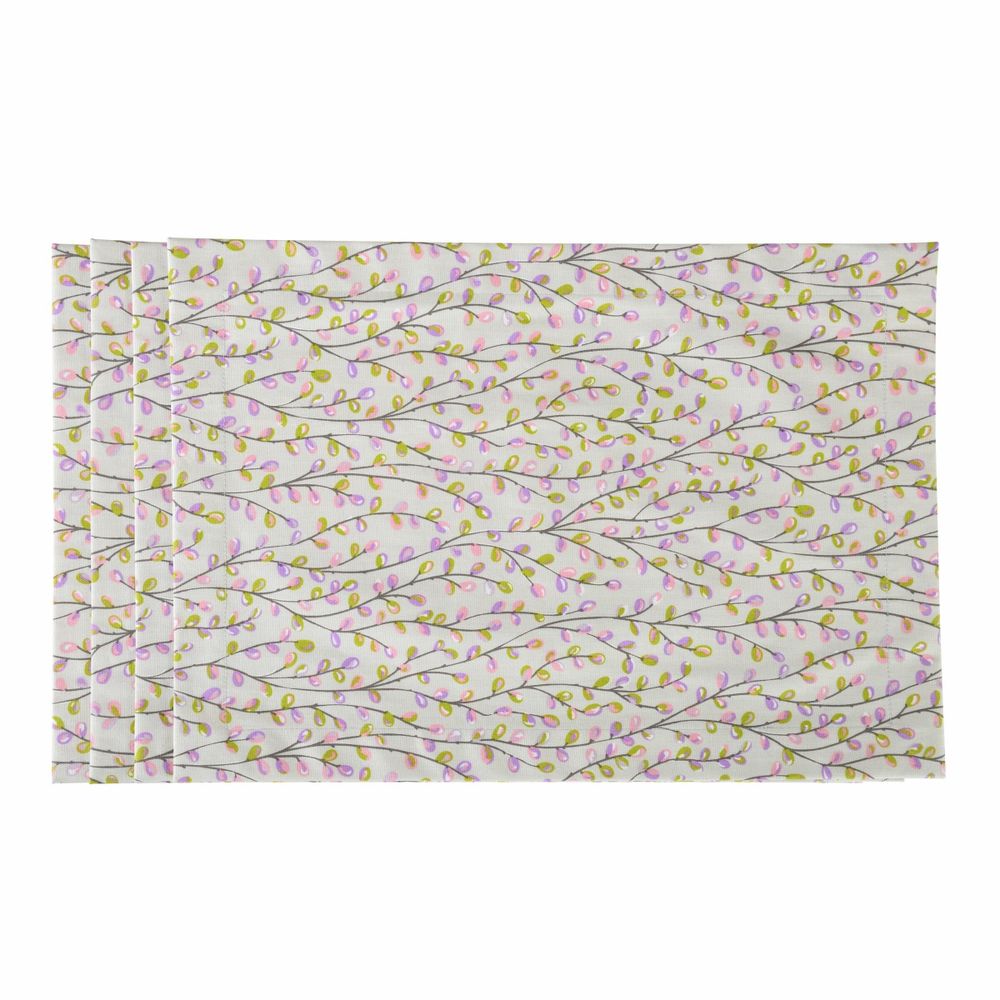 Table linen - Acrylic coated placemats Purple Catkins - 6 pieces - ROSEBERRY HOME