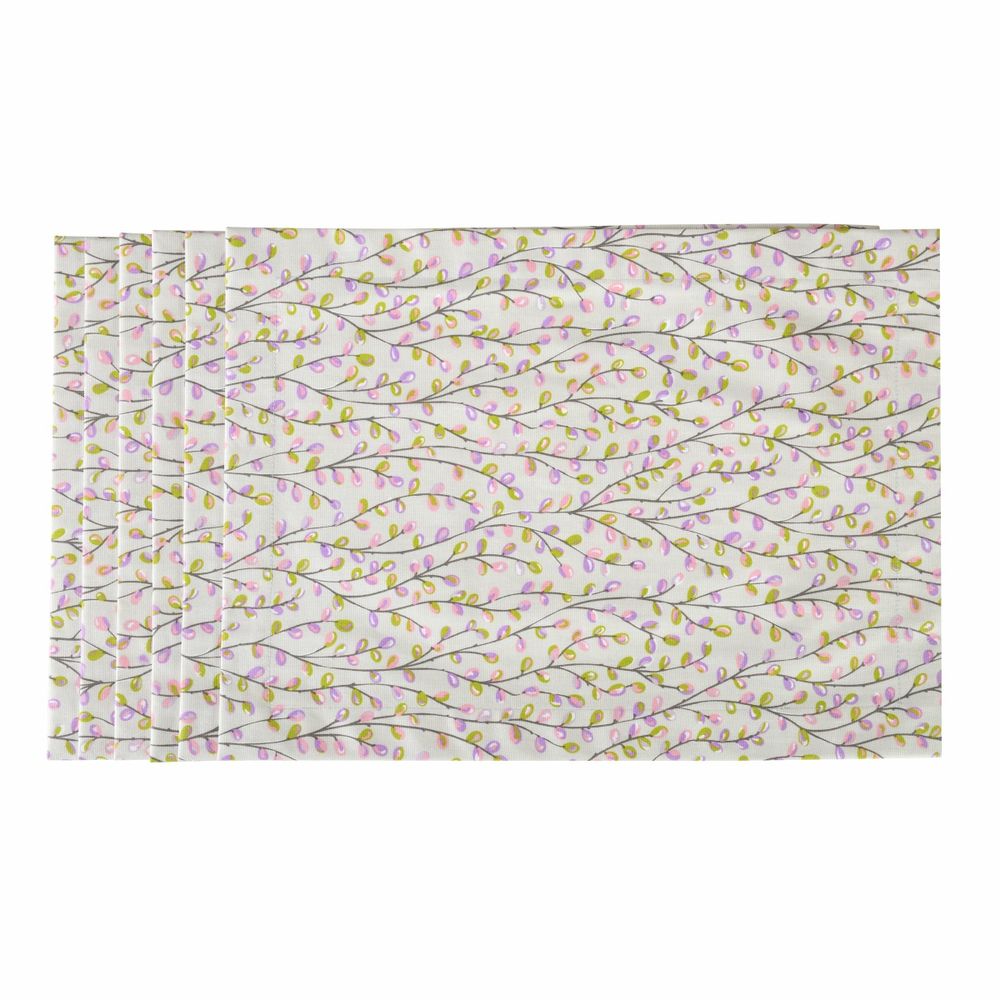 Table linen - Acrylic coated placemats Purple Catkins - 6 pieces - ROSEBERRY HOME