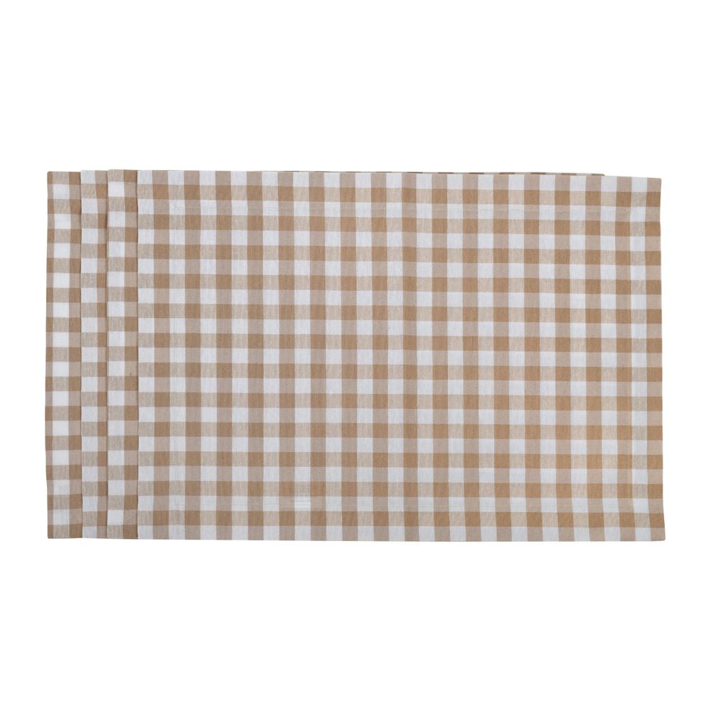 Linge de table textile - Sets de table Beige Gingham - 4 pièces - ROSEBERRY HOME