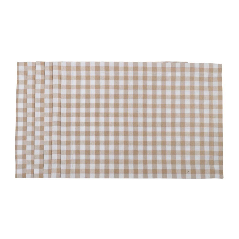 Linge de table textile - Sets de table Beige Gingham - 6 pièces - ROSEBERRY HOME