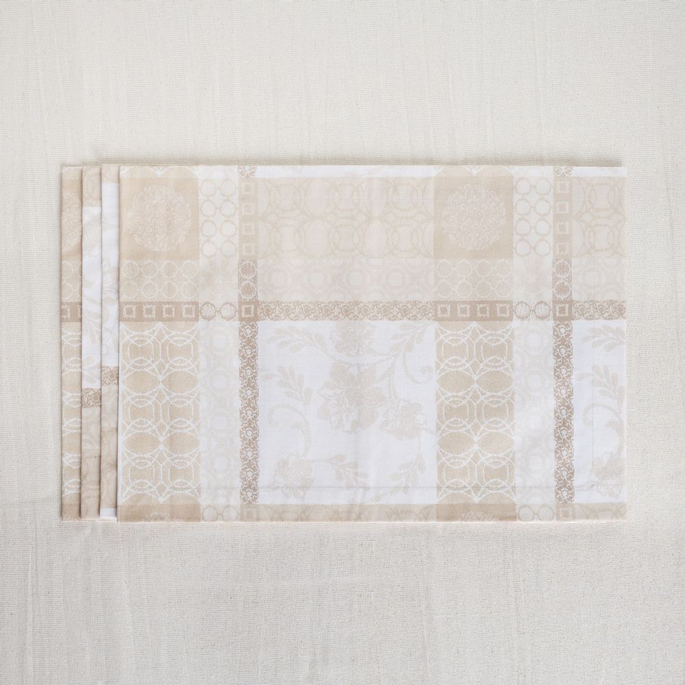 Linge de table textile - Acrylic coated Sets de table Beige Symphony - 6 pièces - ROSEBERRY HOME