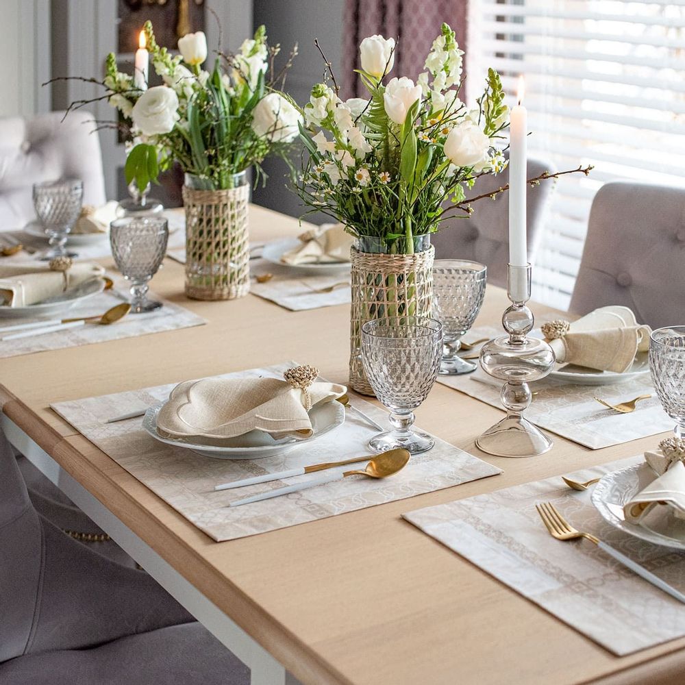 Linge de table textile - Acrylic coated Sets de table Beige Symphony - 6 pièces - ROSEBERRY HOME