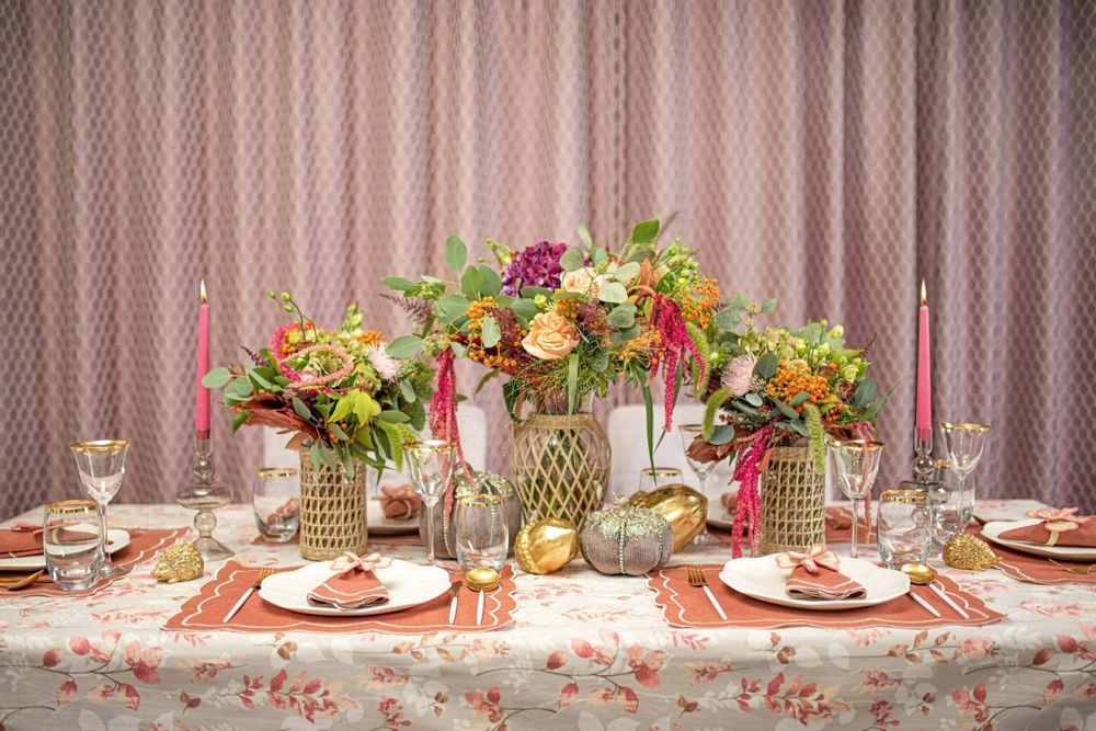 Linge de table textile - Brodé Serviette de tables Rust Onde - 6 pièces - ROSEBERRY HOME