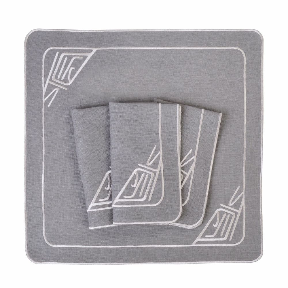 Linge de table textile - Brodé Serviette de tables Infinity - 4 pièces - ROSEBERRY HOME