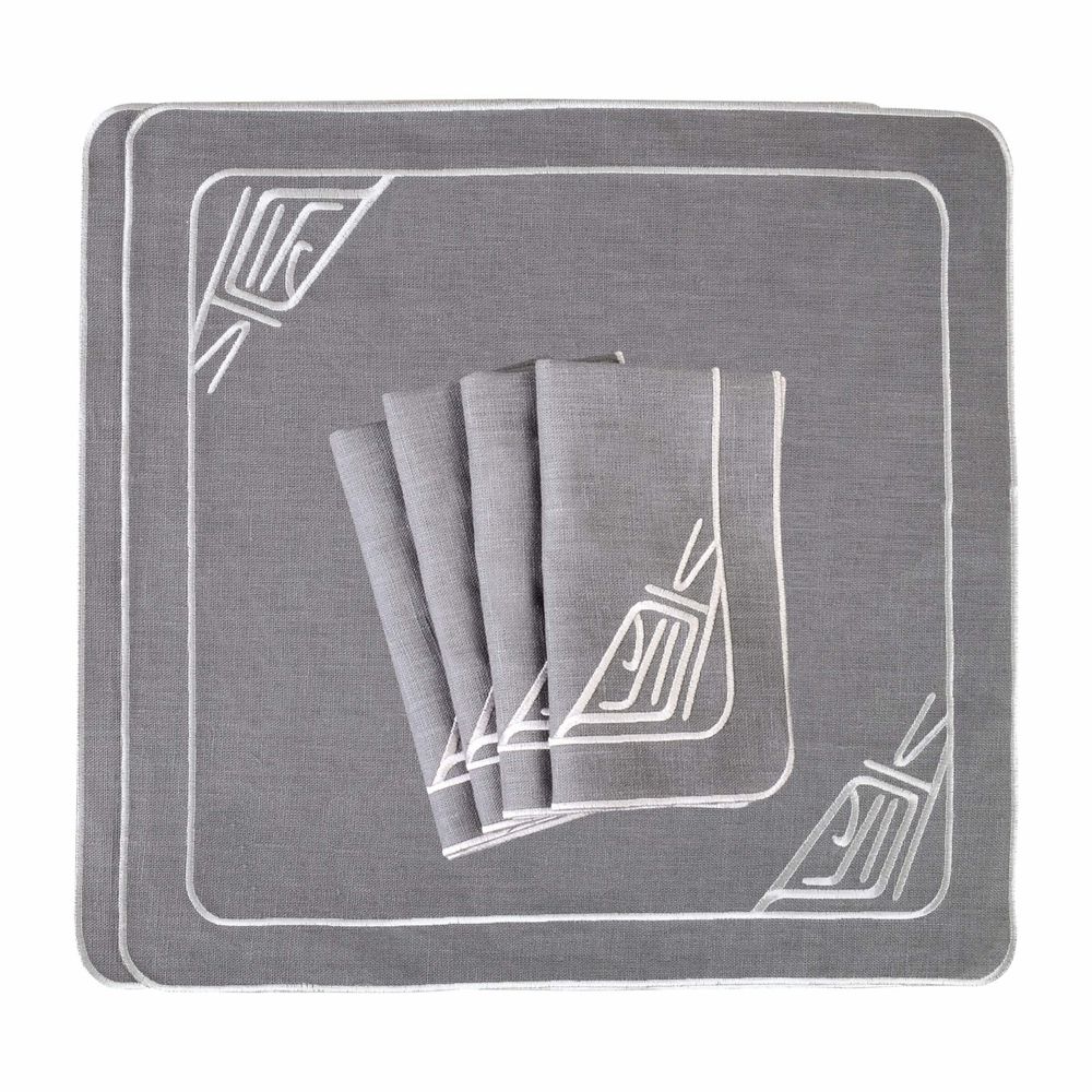 Table linen - Embroidered Napkins Infinity - 6 pieces - ROSEBERRY HOME