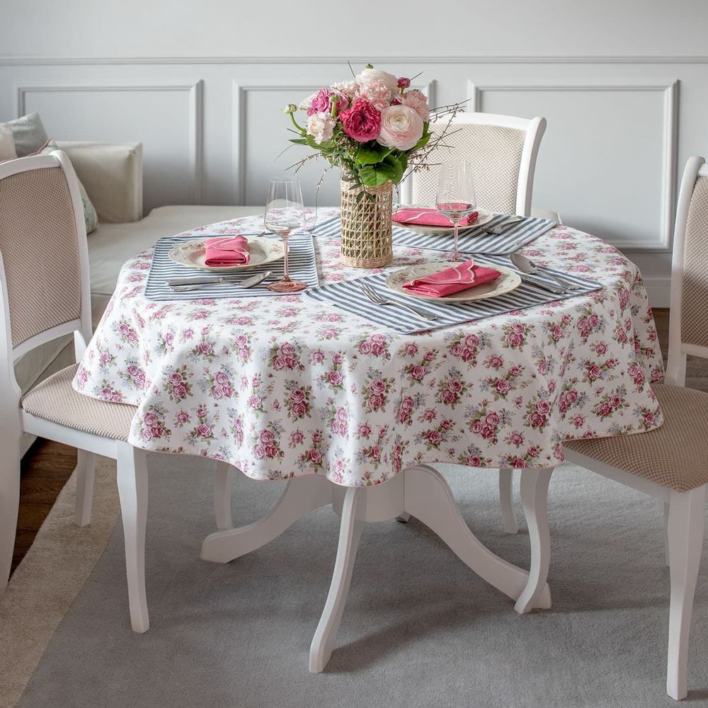 Table linen - Tablecloth Rose Garden round - ⌀ 210 cm - ROSEBERRY HOME
