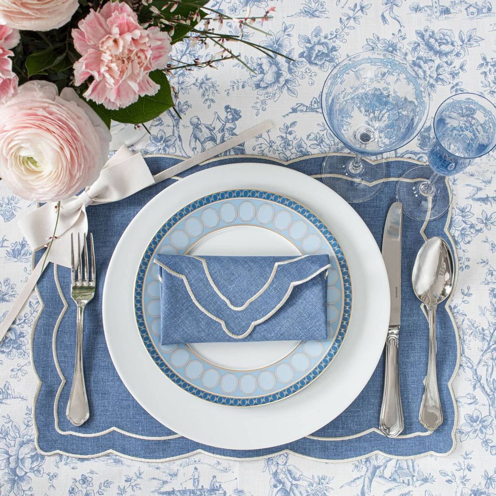 Linge de table textile - Nappe de table Toile de Jouy Blue - 140 cm x 250 cm - ROSEBERRY HOME