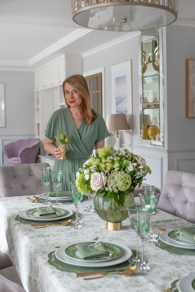 Table linen - Tablecloth Toile de Jouy Green - 140 cm x 300 cm - ROSEBERRY HOME