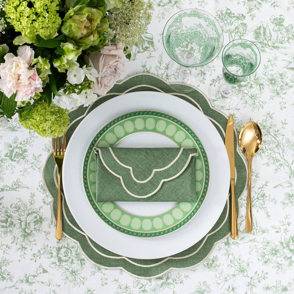 Table linen - Tablecloth Toile de Jouy Green - 140 cm x 300 cm - ROSEBERRY HOME