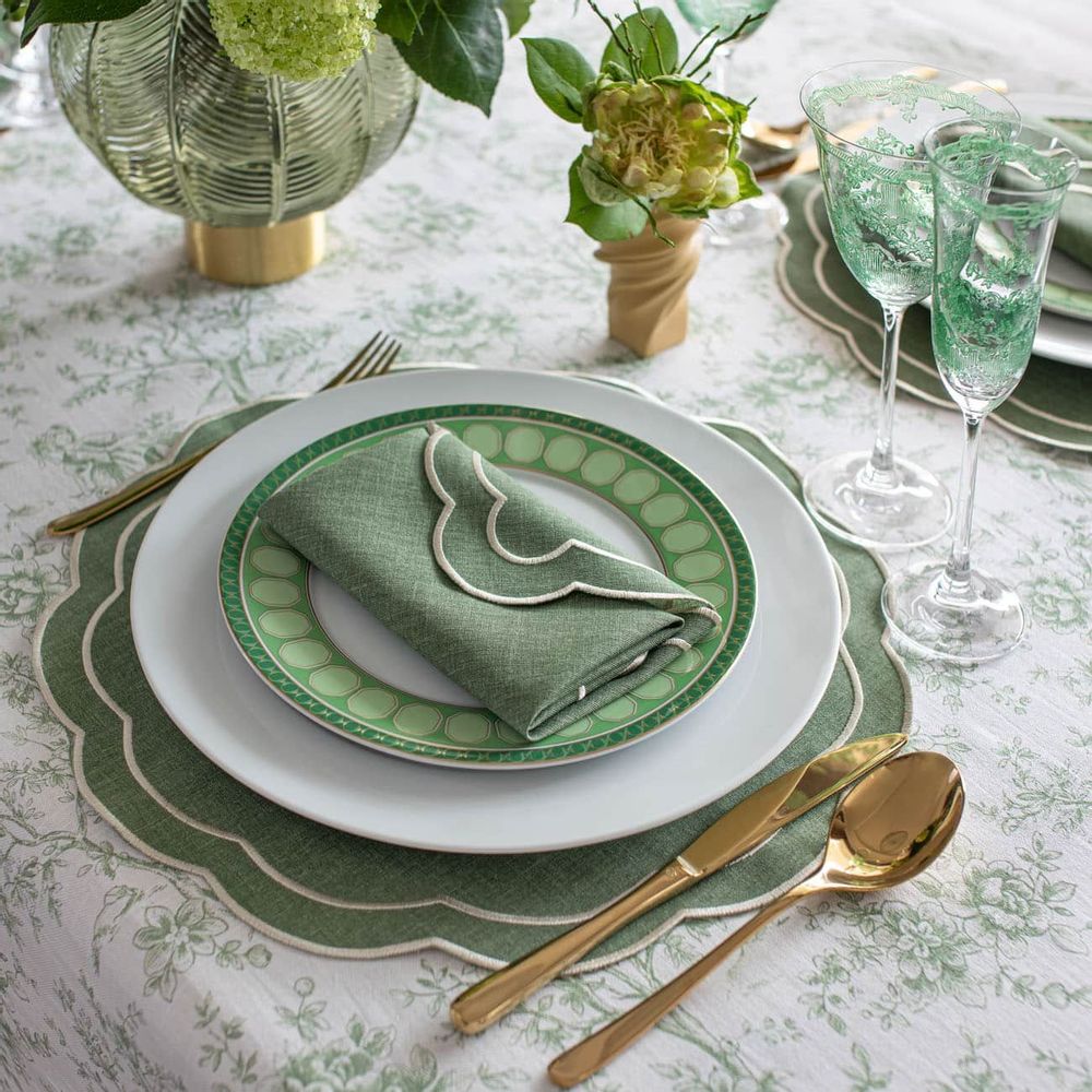 Table linen - Tablecloth Toile de Jouy Green - 140 cm x 300 cm - ROSEBERRY HOME
