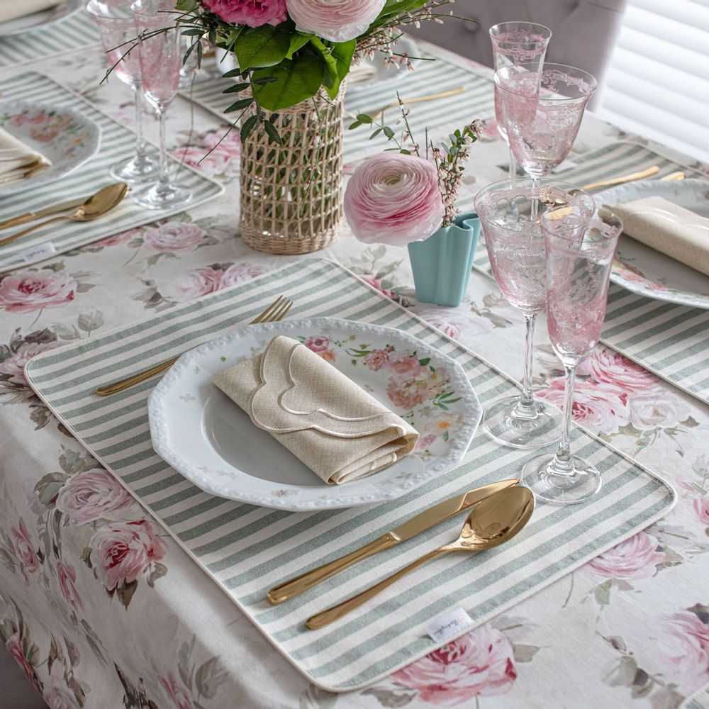 Linge de table textile - Sets de table both sides Roselle & Stripes - 4 pièces - ROSEBERRY HOME