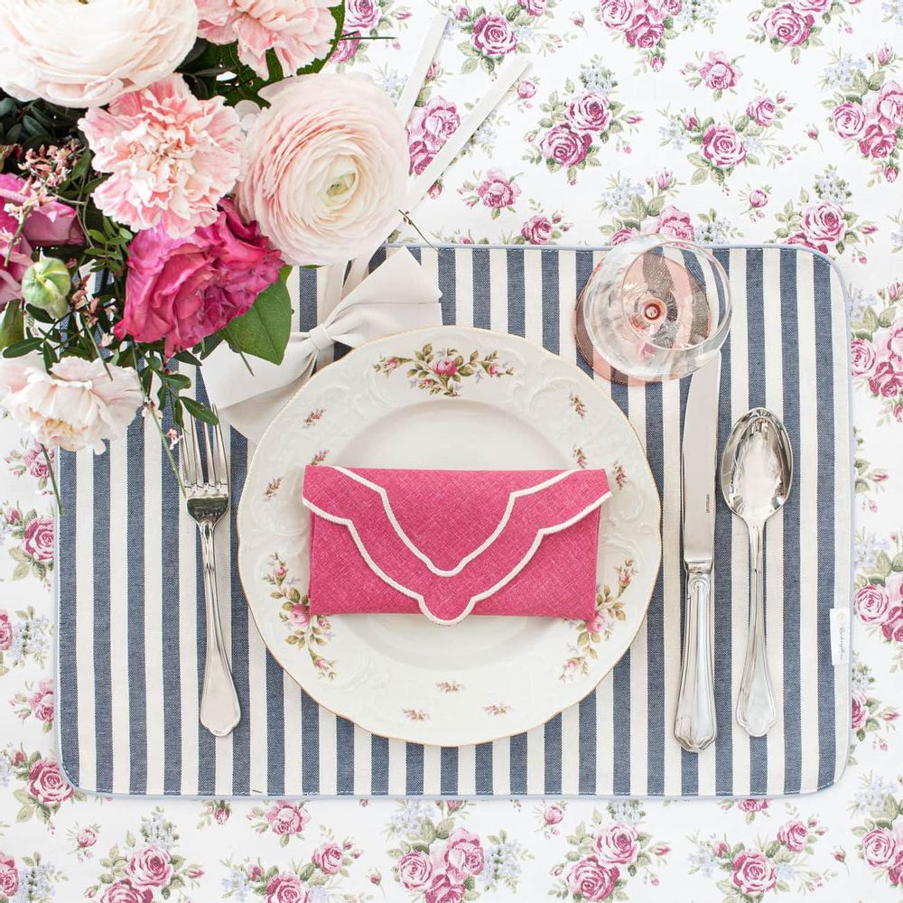 Linge de table textile - Sets de table both sides Rose Garden & Stripes - 6 pièces - ROSEBERRY HOME