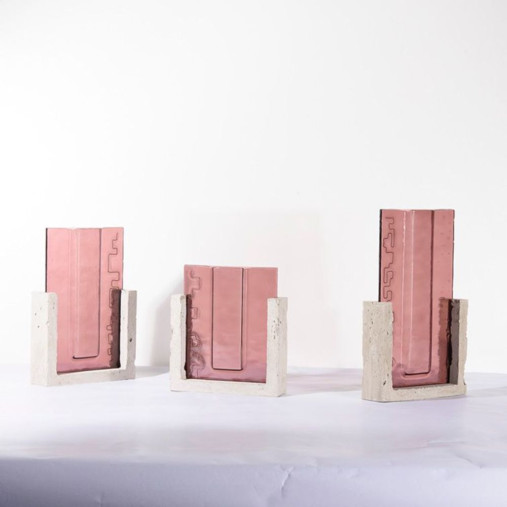Art glass - Vase. RETBA. Triptych. Canopy Collection - AURORE BOUTER GLASS ART