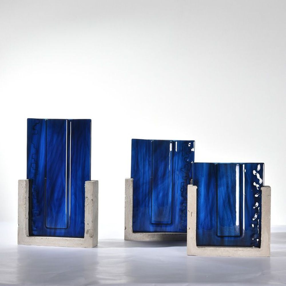 Verre d'art - Vase . ROARING FORTIES . Triptyque . Collection Canopée - AURORE BOUTER GLASS ART