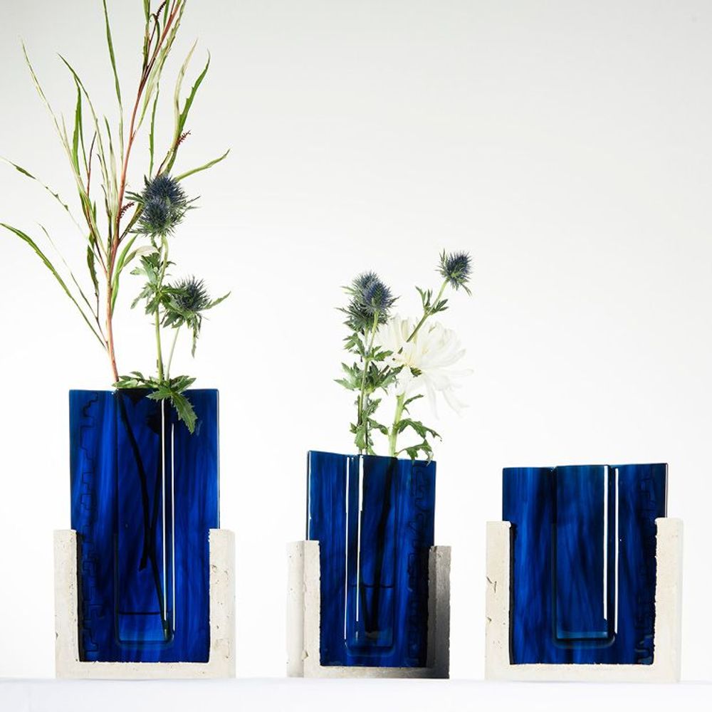 Verre d'art - Vase . ROARING FORTIES . Triptyque . Collection Canopée - AURORE BOUTER GLASS ART