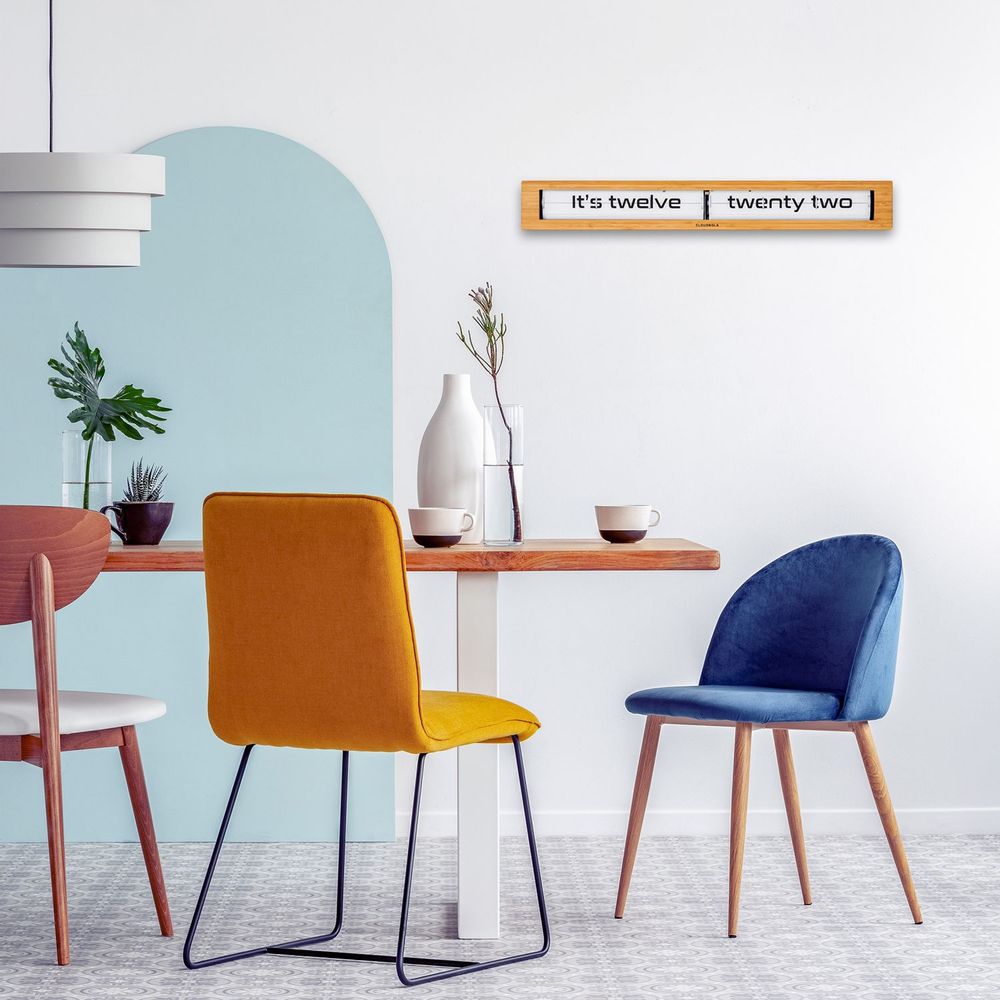 Mobilier et rangements pour bureau - Transformation du Temps : Horloge à Flip TextTime Noire / 65 x 8 x 8 - CLOUDNOLA