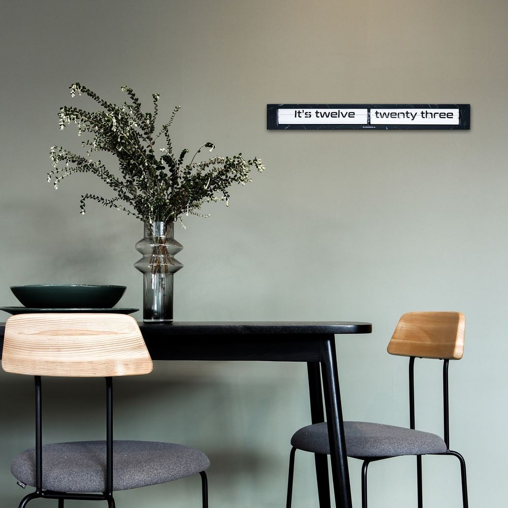Mobilier et rangements pour bureau - Transformation du Temps : Horloge à Flip TextTime Noire / 65 x 8 x 8 - CLOUDNOLA