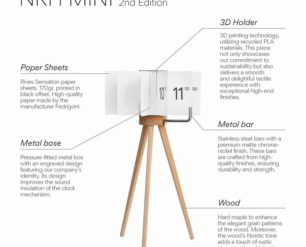 Clocks - Besonder NRH Standing Clock Mini - Hourly Slow Rotating Wooden Design - BEAMALEVICH